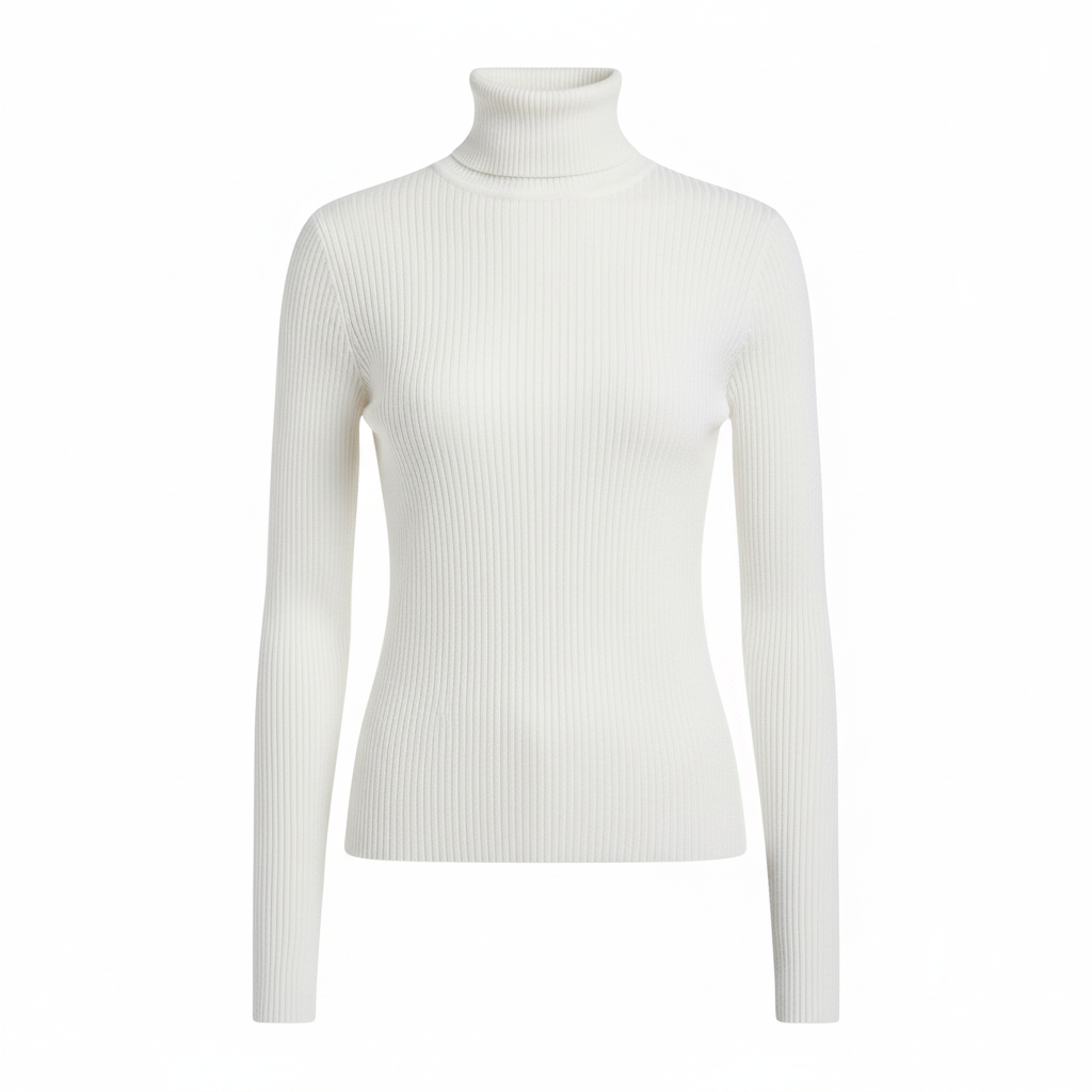 Angeline | Corded Ribbed Mock Neck Knit Top for Women