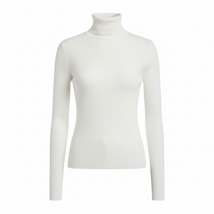 Angeline | Corded Ribbed Mock Neck Knit Top for Women