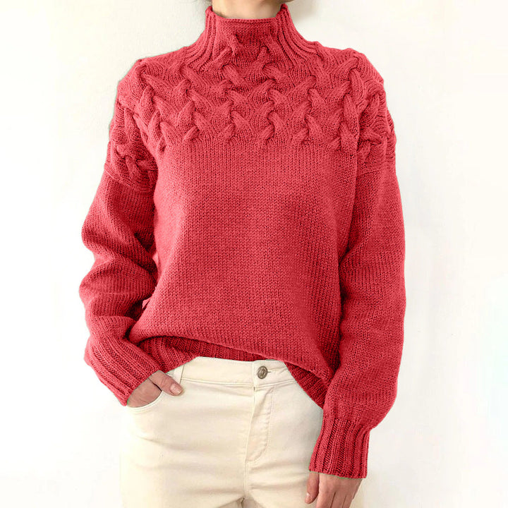 Elena | Velvety Cable Knit Turtleneck Sweater for Women