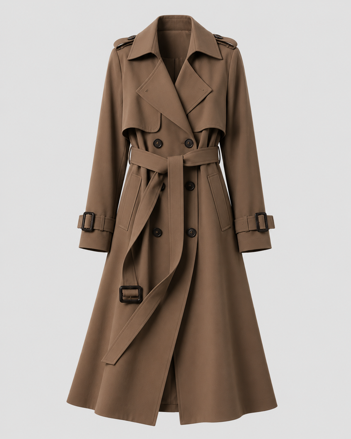 Women's Long Belted Trench Coat