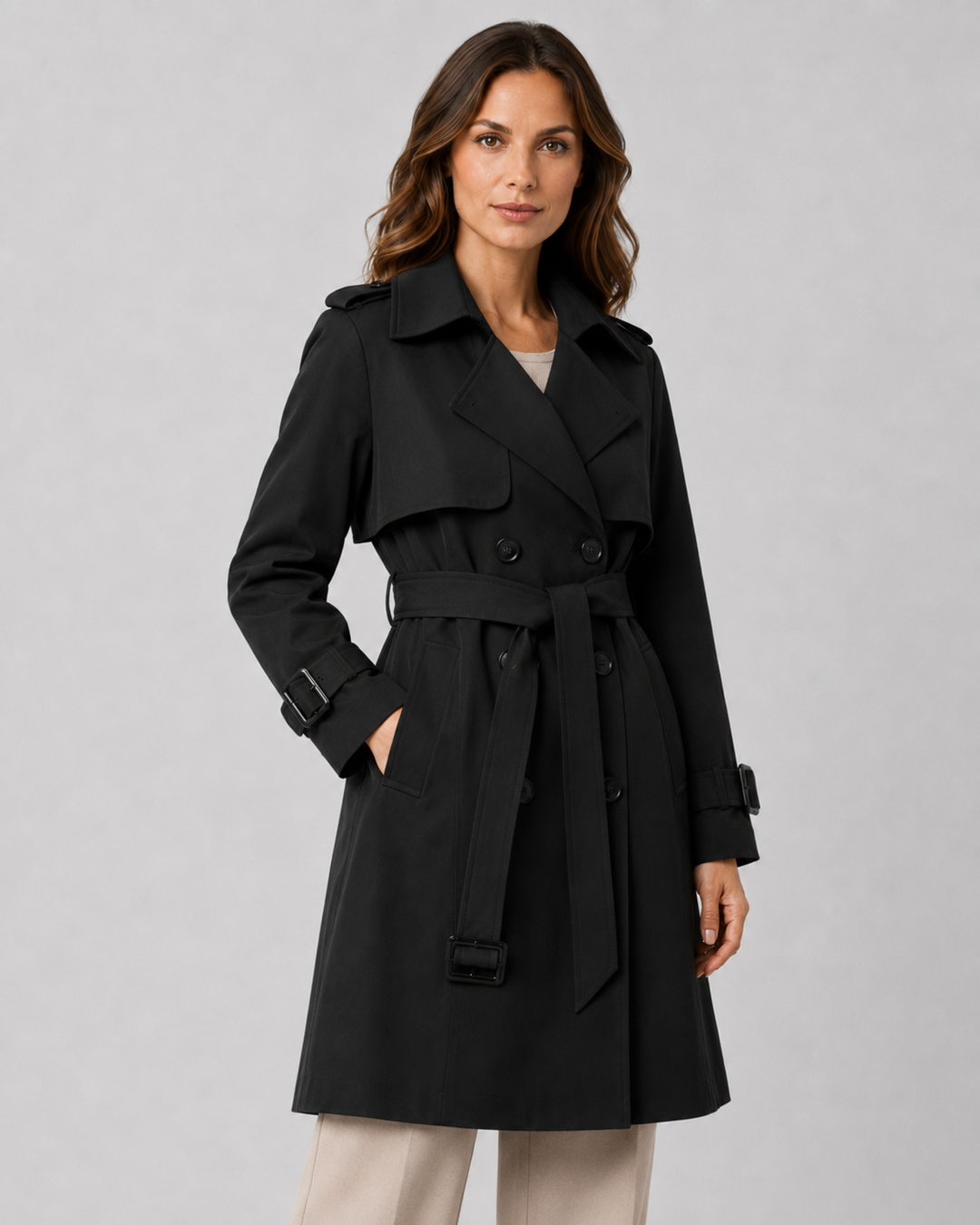Women's Long Belted Trench Coat