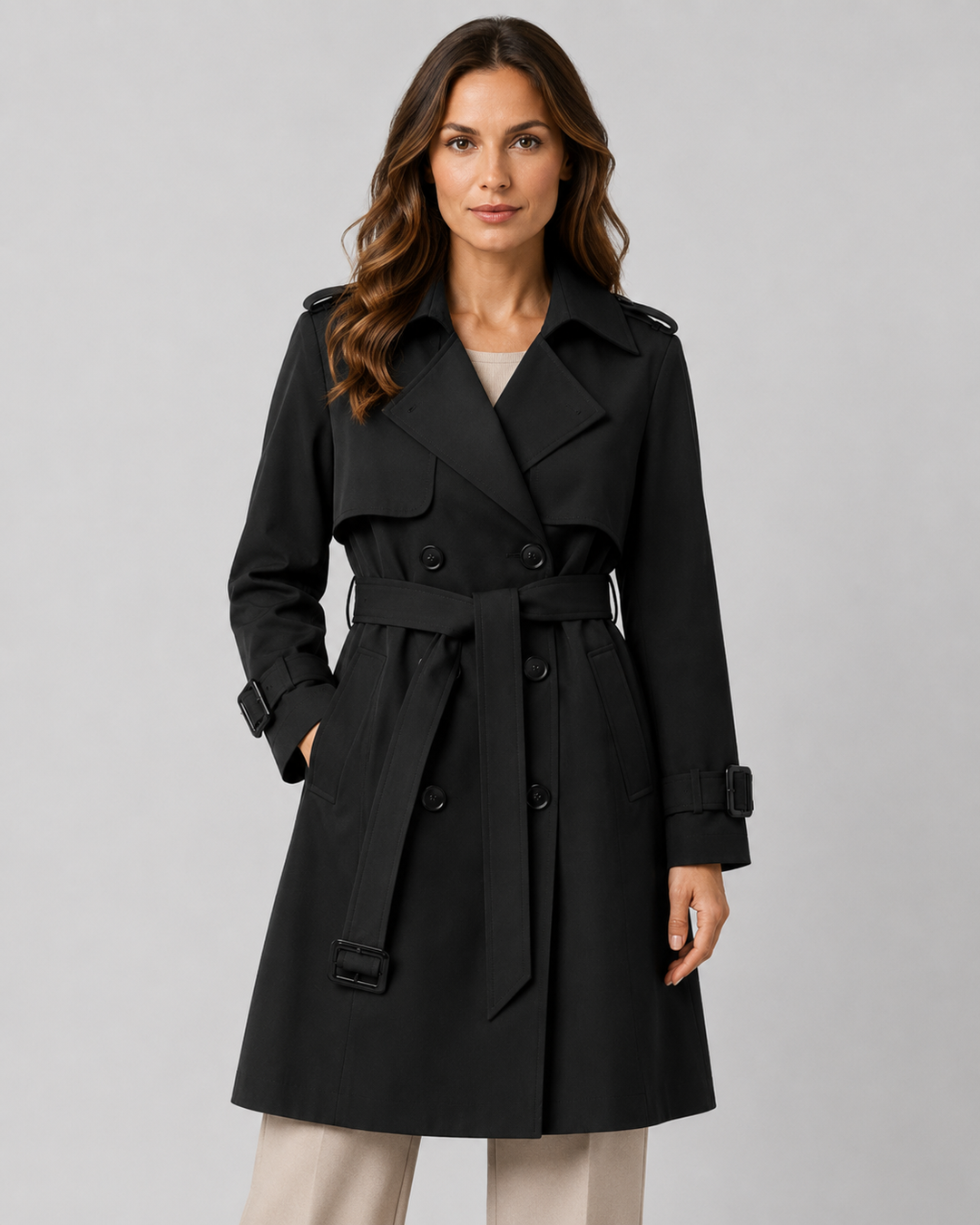 Women's Long Belted Trench Coat