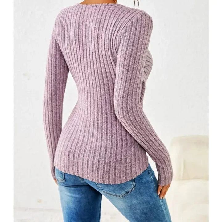 Ariane | Ruched Ribbed V Neck Wrap Top for Women