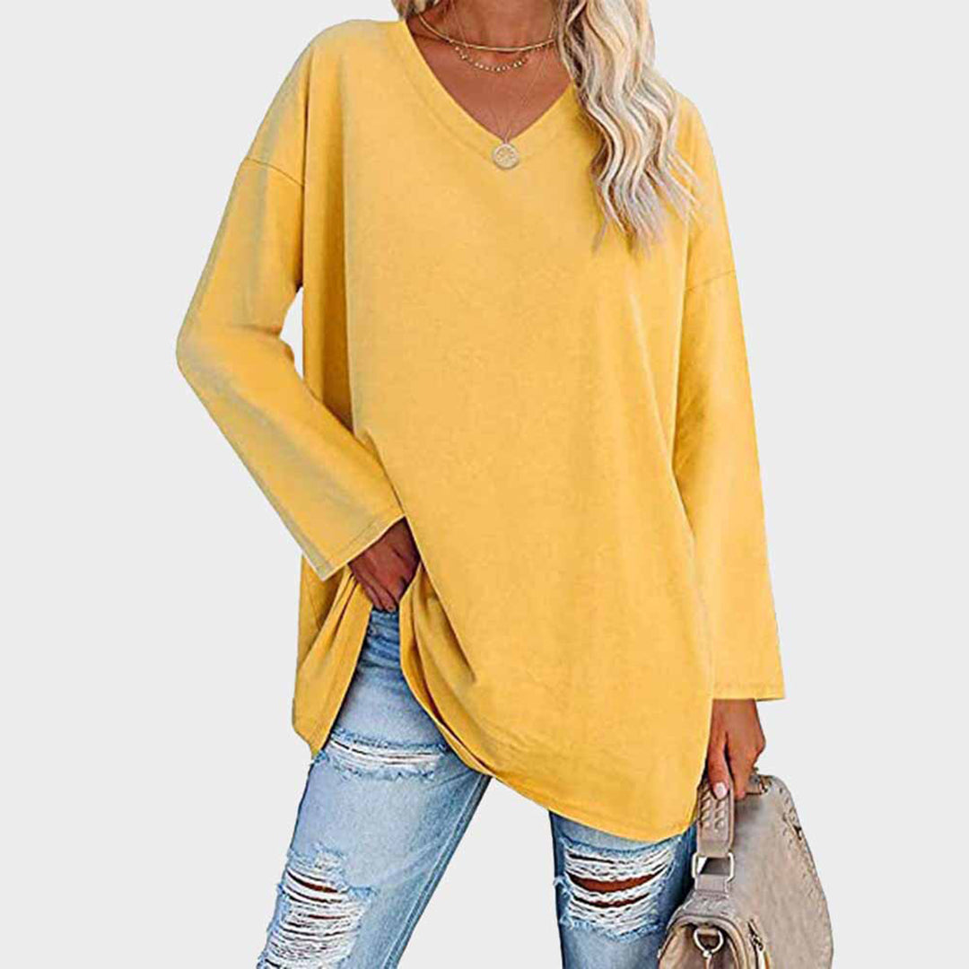 Adeline | Buttery V Neck Long Sleeve Top for Women