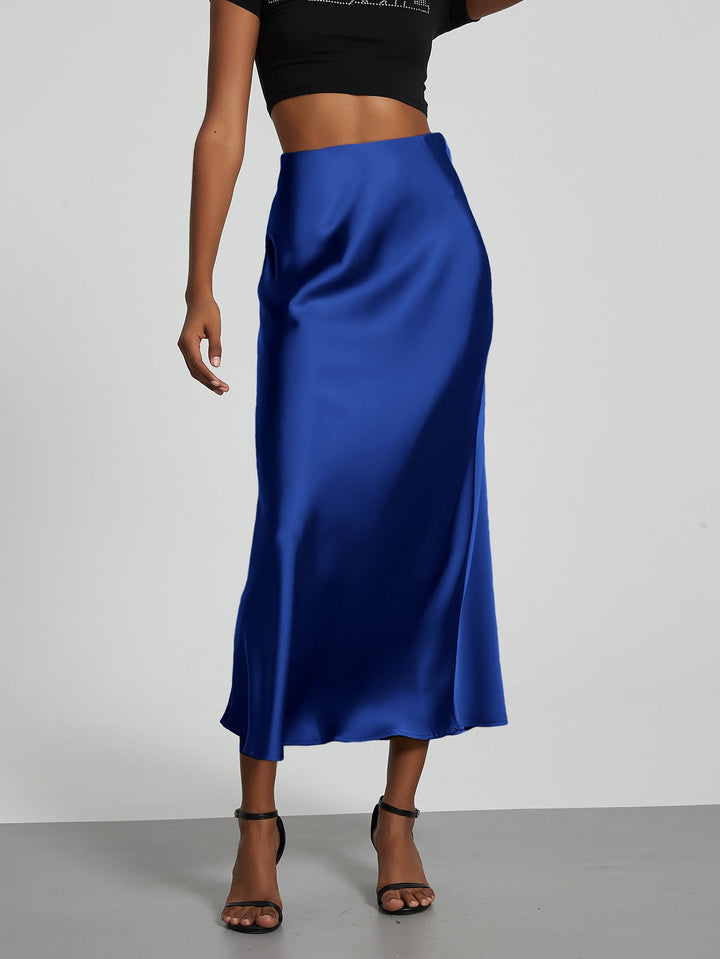 Verity | Swishy A Line Satin Midi Skirt for Women
