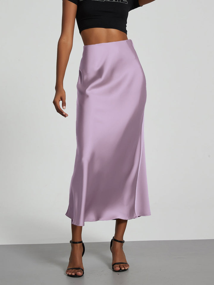 Verity | Swishy A Line Satin Midi Skirt for Women