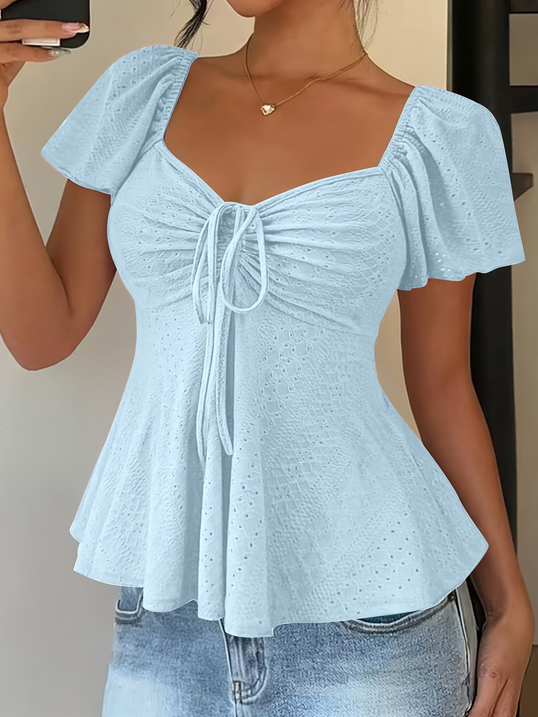 Corentine | Waisted Puff Sleeve Peplum Top for Women