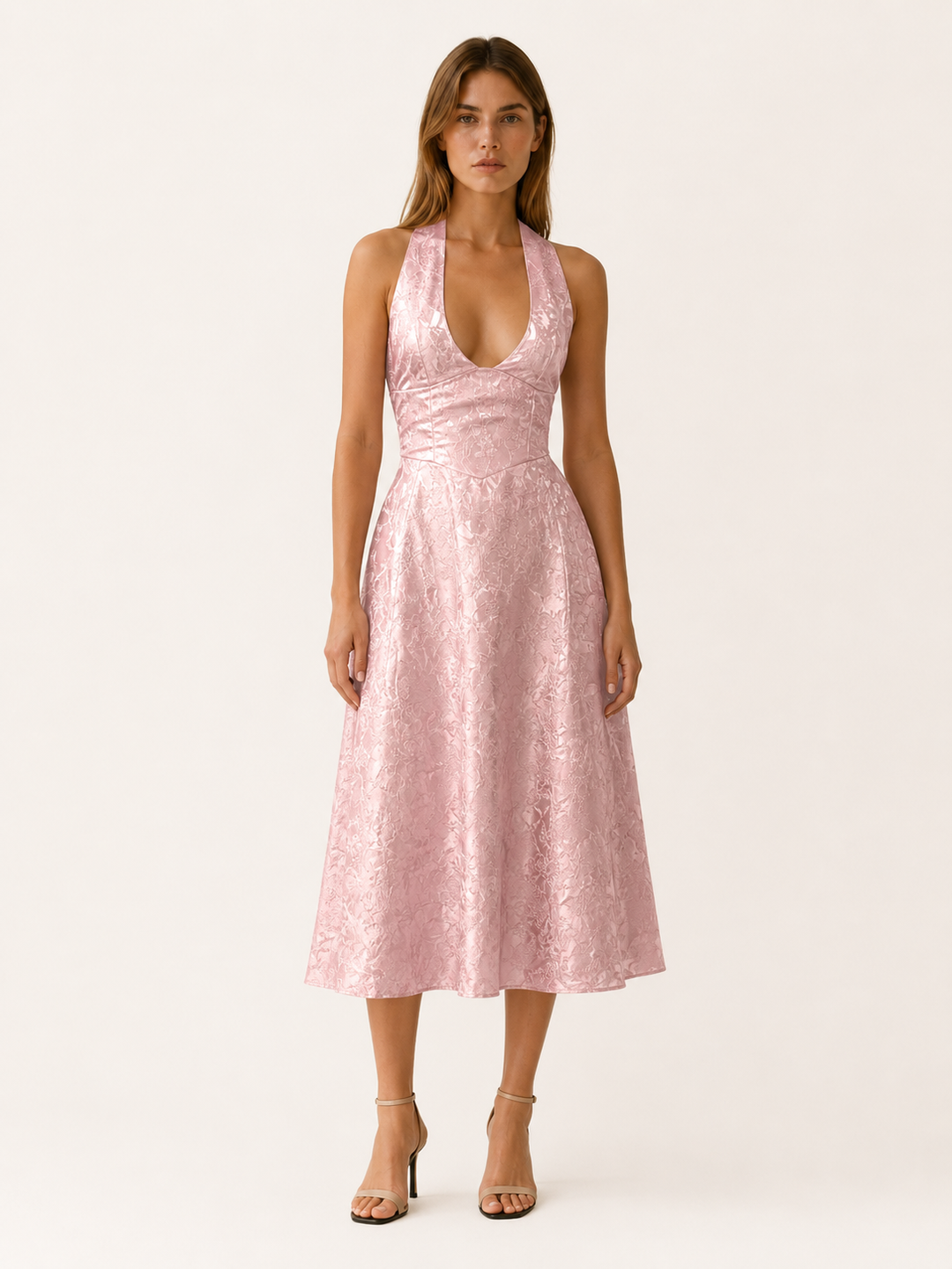 Anais | Demure Halter Neck Corset Midi Dress for Women