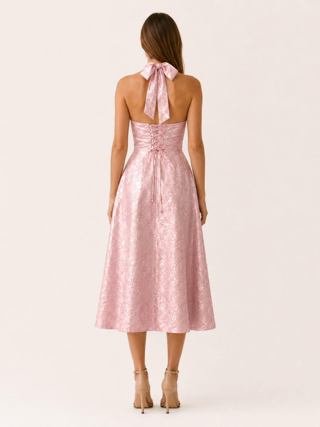 Anais | Demure Halter Neck Corset Midi Dress for Women