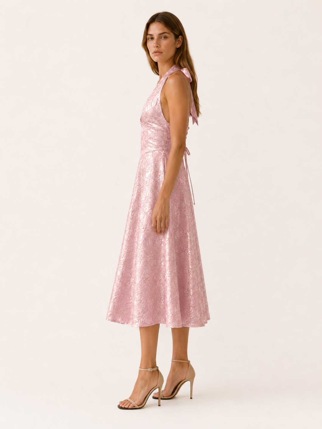 Anais | Demure Halter Neck Corset Midi Dress for Women