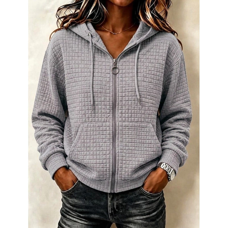 Ella | Tender Textured Zip Up Hoodie for Women