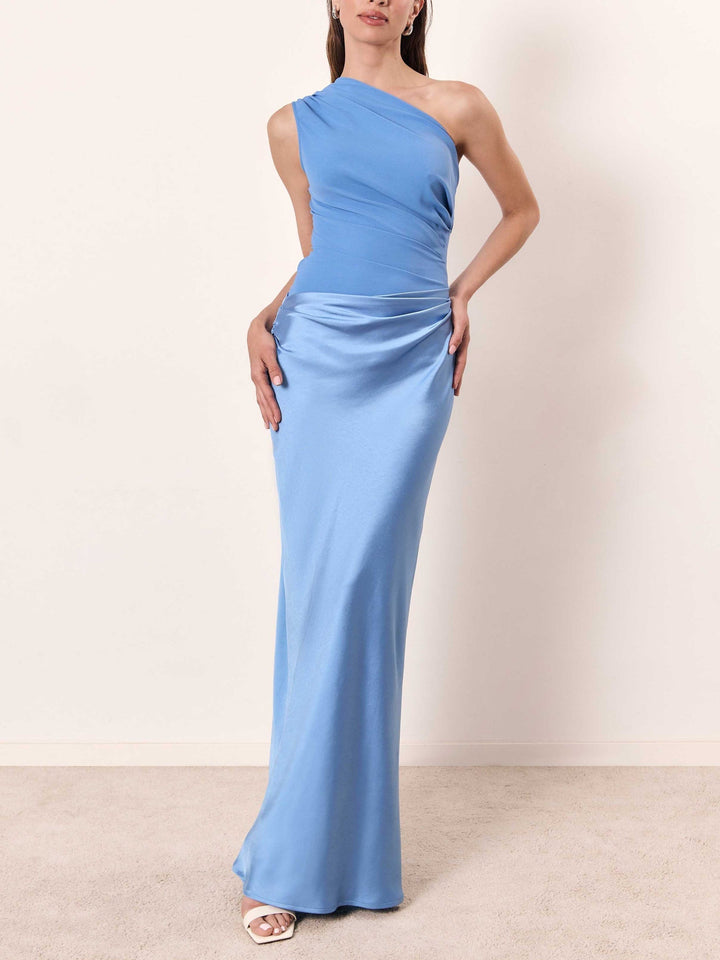 Mathilde | Sultry One Shoulder Satin Party Maxi Dress for Women