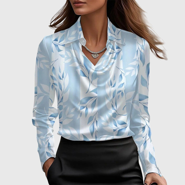 Caroline | Liquid Satin Draped Long Sleeve Blouse for Women
