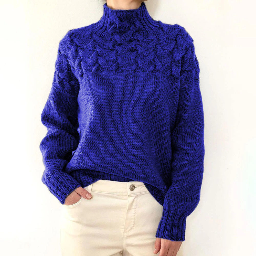 Elena | Velvety Cable Knit Turtleneck Sweater for Women