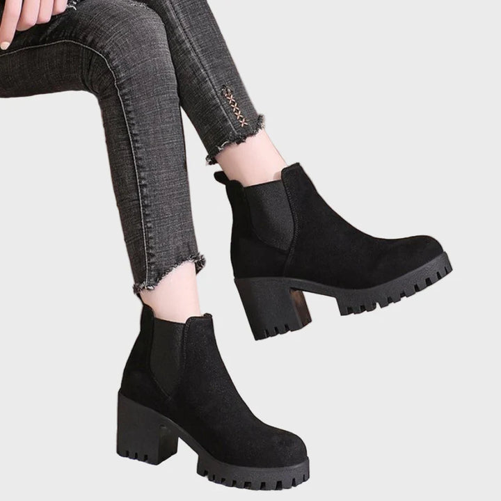 Reine | Firm Black Block Heel Chelsea Boots for Women