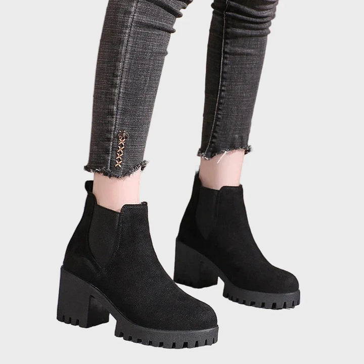 Reine | Firm Black Block Heel Chelsea Boots for Women