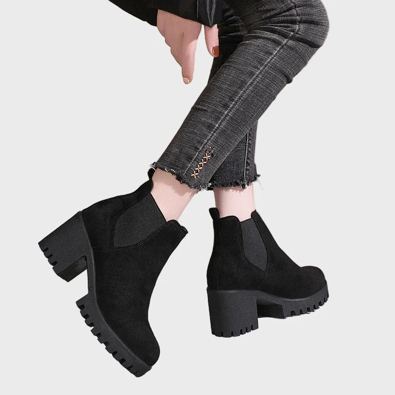 Reine | Firm Black Block Heel Chelsea Boots for Women