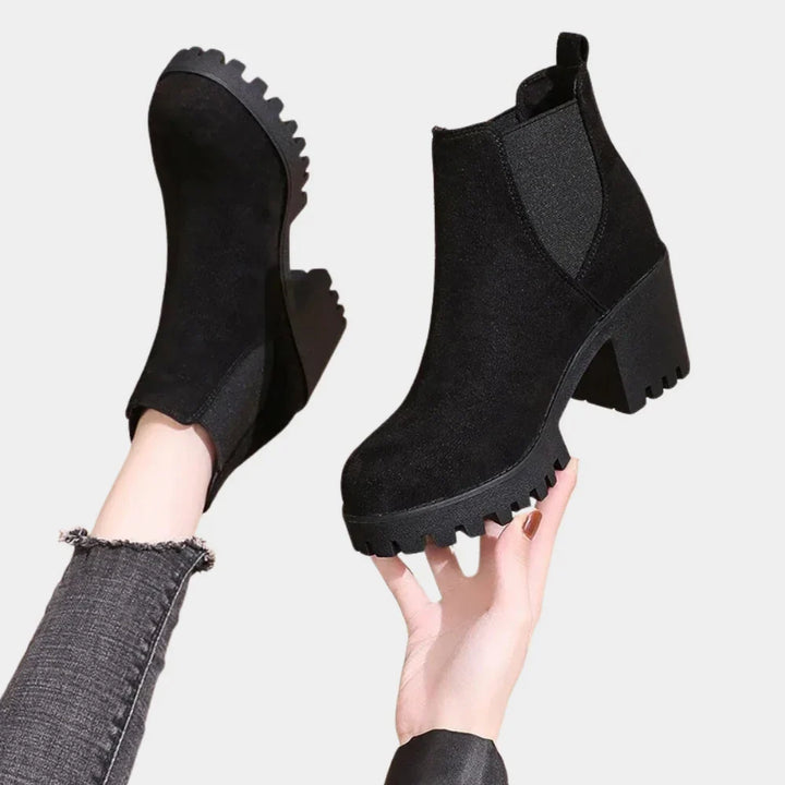 Reine | Firm Black Block Heel Chelsea Boots for Women