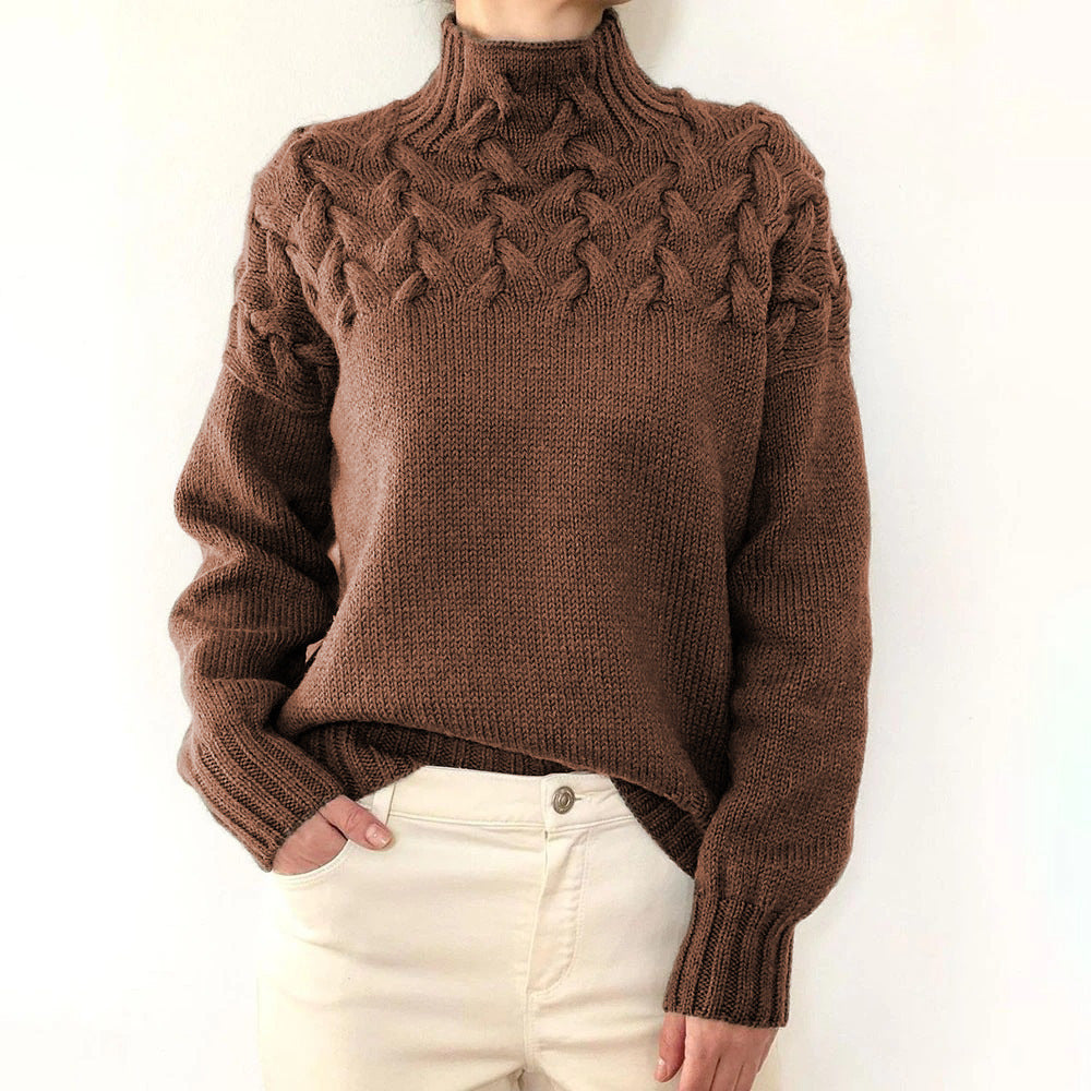 Elena | Velvety Cable Knit Turtleneck Sweater for Women
