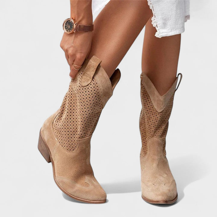 Ambre | Punched Perforated Cowboy Boots for Women