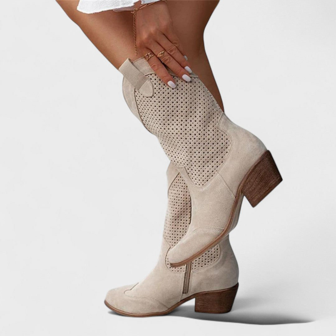 Ambre | Punched Perforated Cowboy Boots for Women