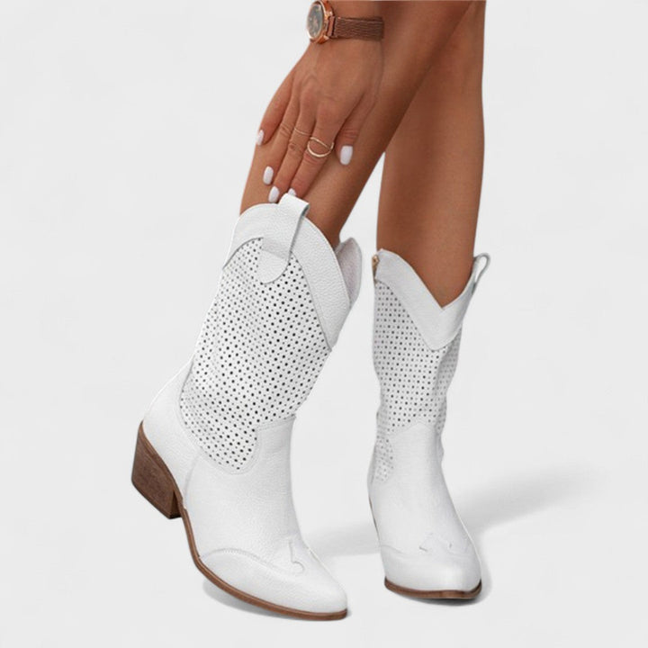 Ambre | Punched Perforated Cowboy Boots for Women