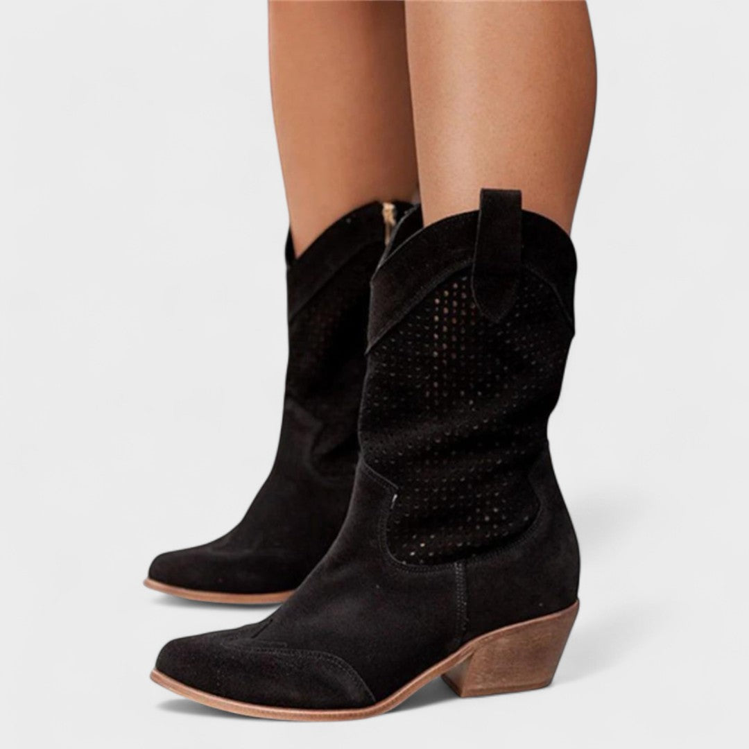 Ambre | Punched Perforated Cowboy Boots for Women
