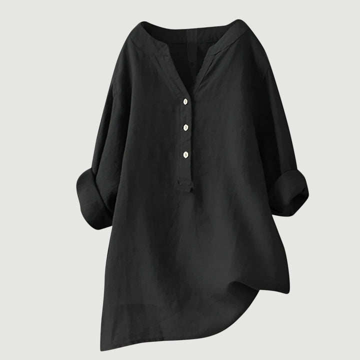 Micheline | Tapered V Neck Button Down Shirt for Women