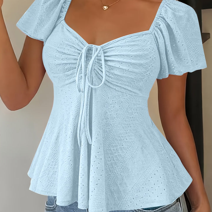 Corentine | Waisted Puff Sleeve Peplum Top for Women