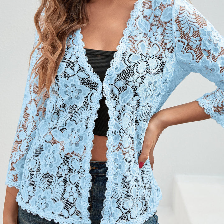 Cassandra | Airy Floral Lace Open Front Cardigan for Women