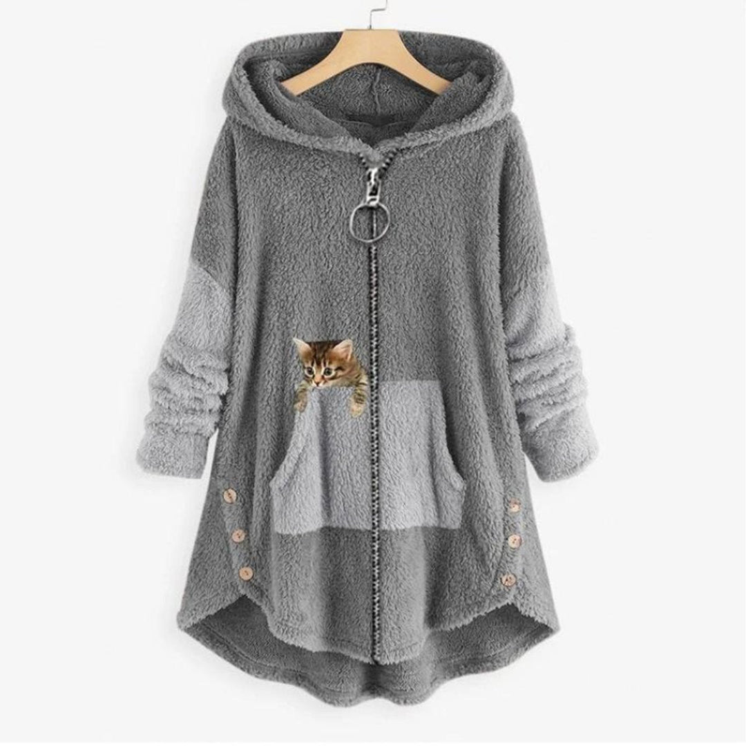 Wrenley | Fuzzy Fleece Zip Up Hoodie Sweatshirt for Women