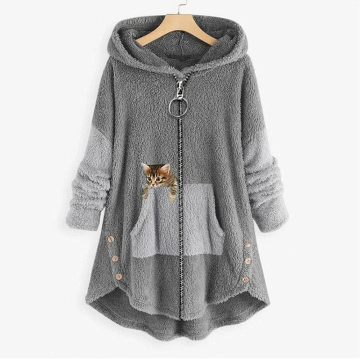 Wrenley | Fuzzy Fleece Zip Up Hoodie Sweatshirt for Women