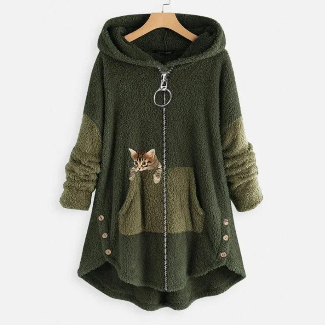 Wrenley | Fuzzy Fleece Zip Up Hoodie Sweatshirt for Women