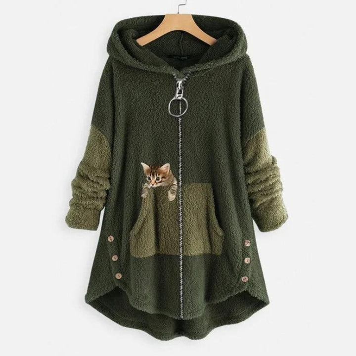 Wrenley | Fuzzy Fleece Zip Up Hoodie Sweatshirt for Women