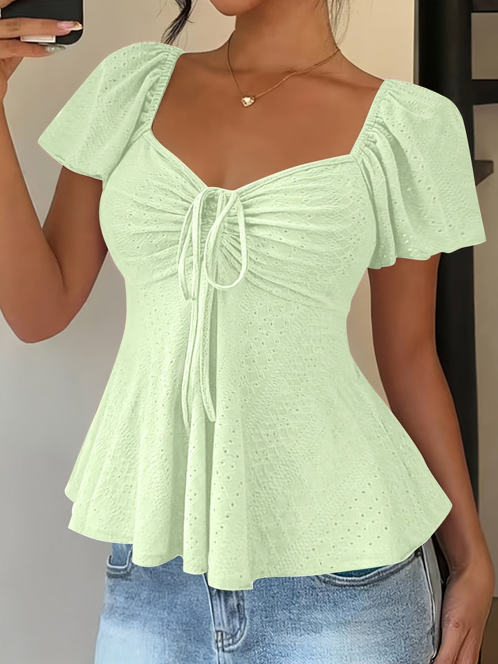 Corentine | Waisted Puff Sleeve Peplum Top for Women