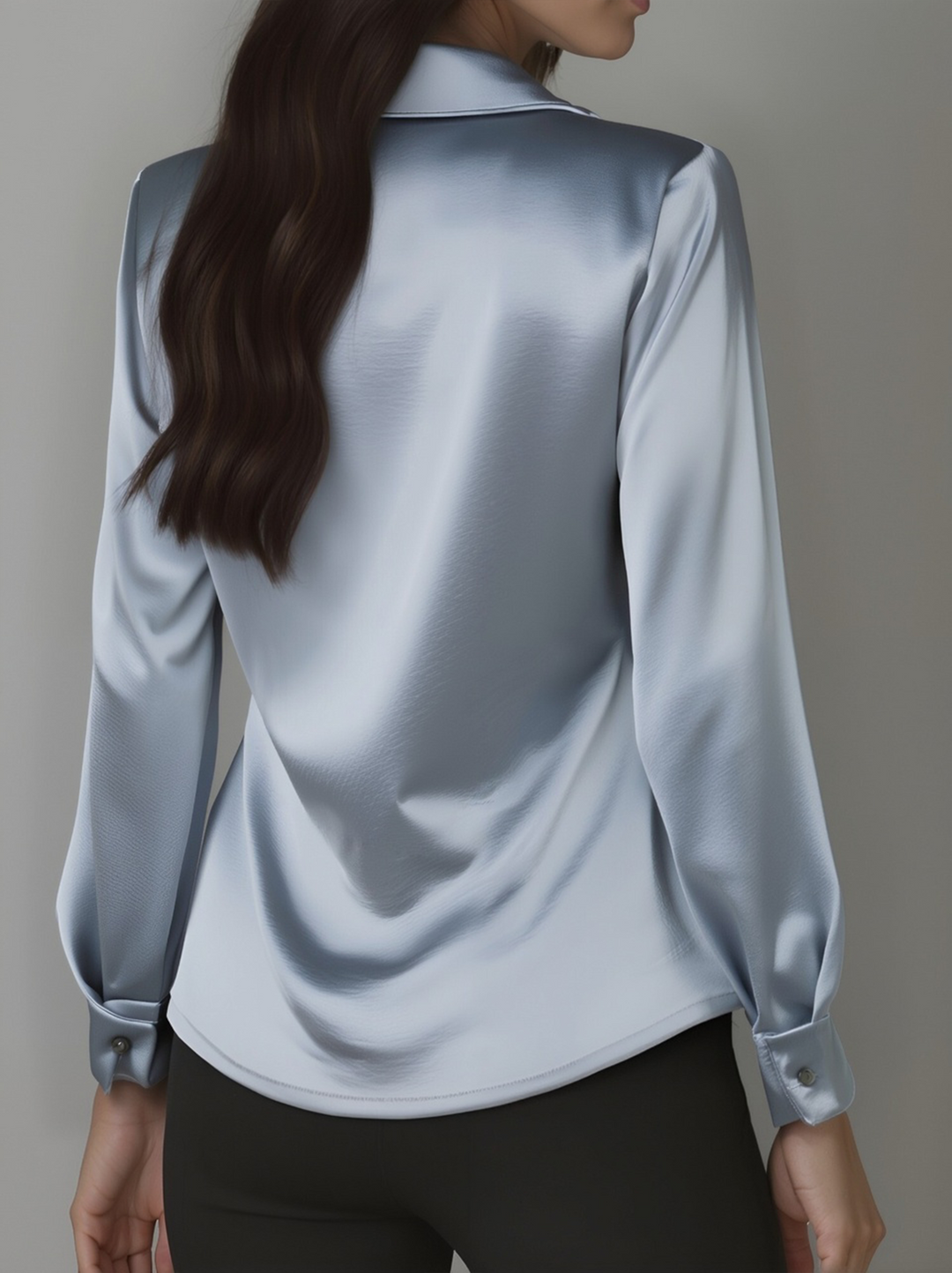Lucienne | Veiled White Draped Satin Blouse for Women