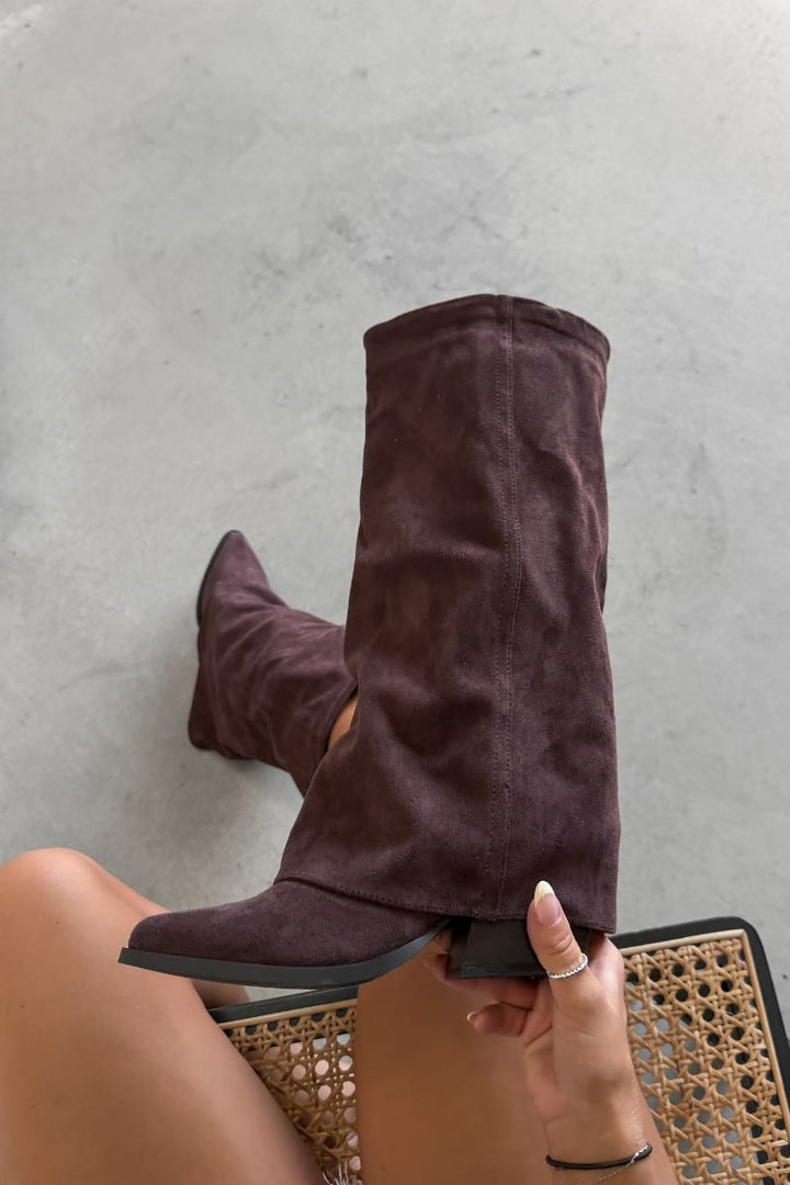 Delphinette Brown Knee High Boots for women