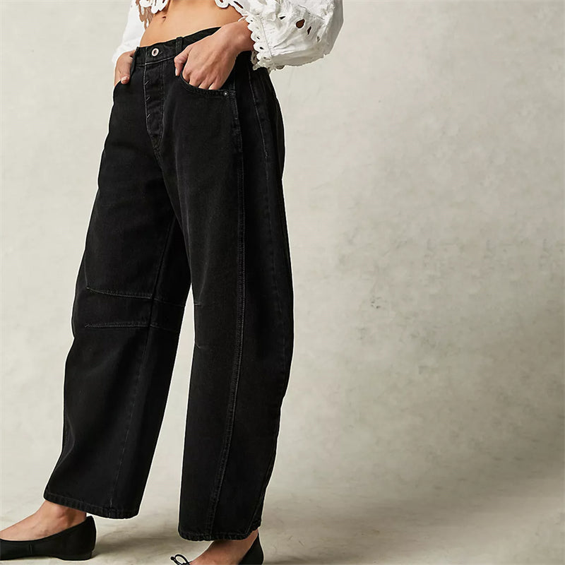 Solene | Fluent Barrel Leg Wide Jeans for Women