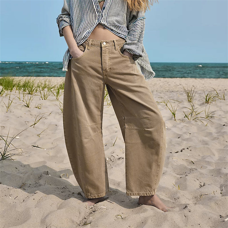 Solene | Fluent Barrel Leg Wide Jeans for Women