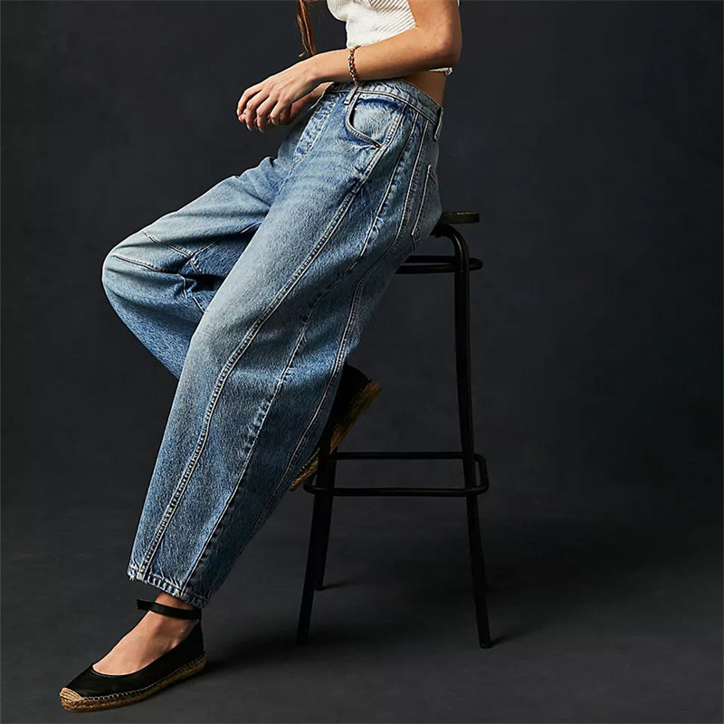 Solene | Fluent Barrel Leg Wide Jeans for Women