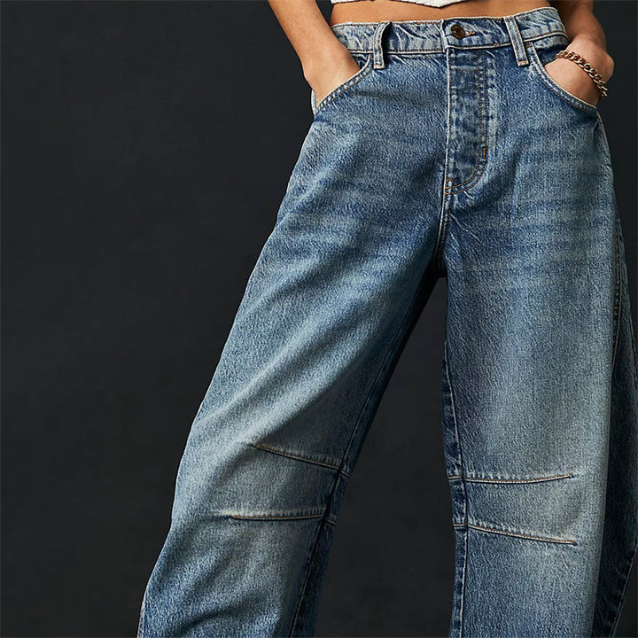 Solene | Fluent Barrel Leg Wide Jeans for Women