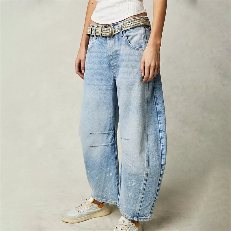 Solene | Fluent Barrel Leg Wide Jeans for Women