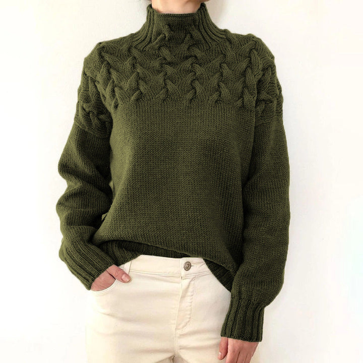 Elena | Velvety Cable Knit Turtleneck Sweater for Women