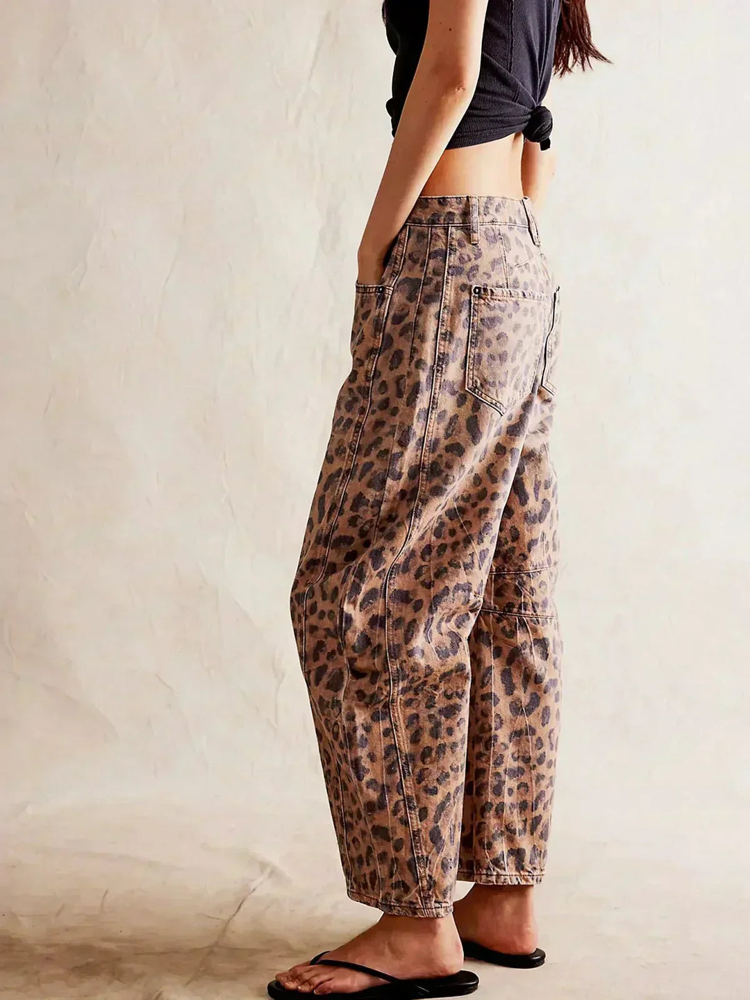Ondine | Bold Leopard Print Baggy Wide Leg Jeans for Women