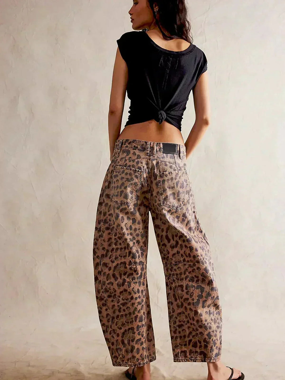 Ondine | Bold Leopard Print Baggy Wide Leg Jeans for Women