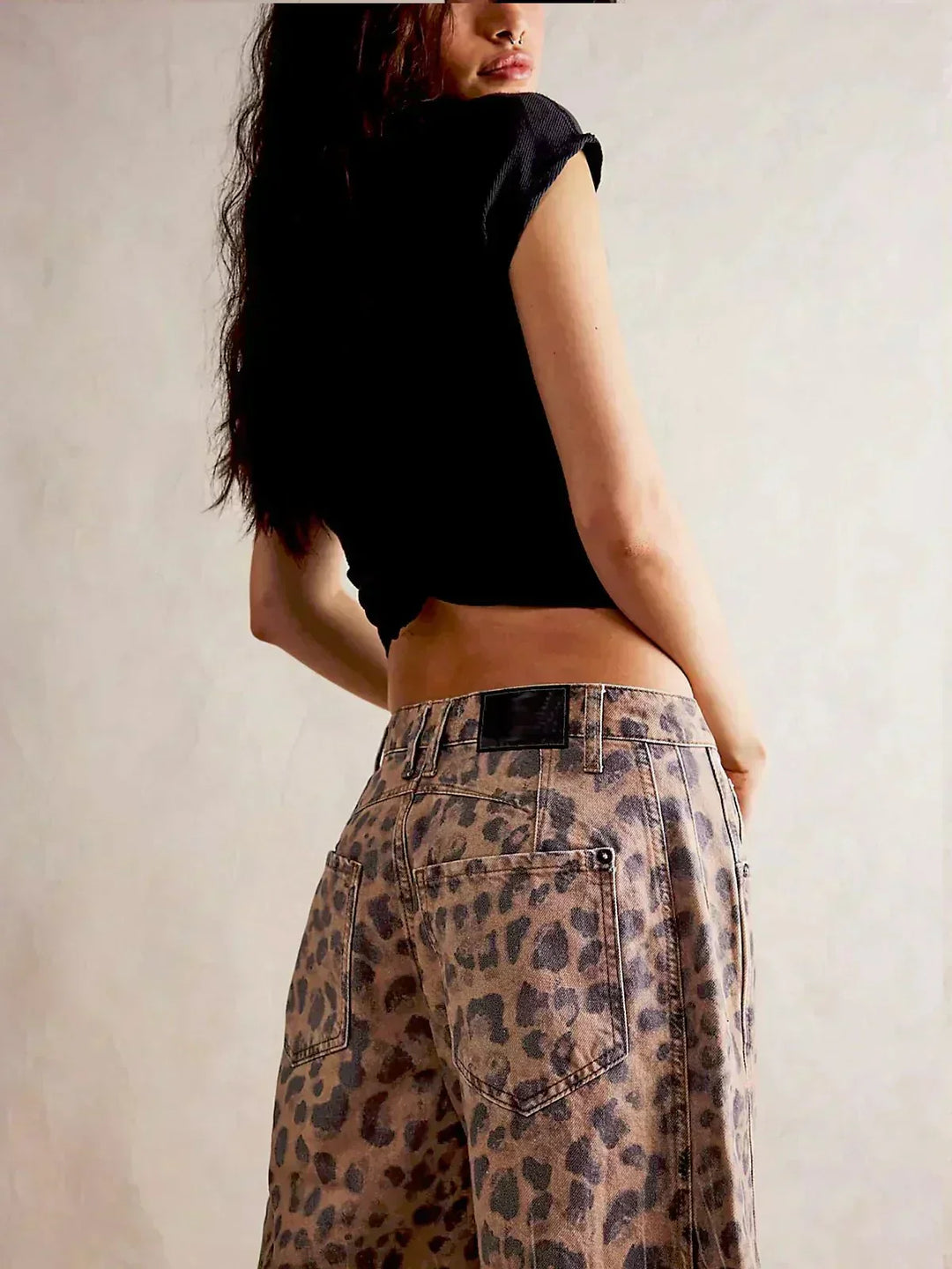 Ondine | Bold Leopard Print Baggy Wide Leg Jeans for Women
