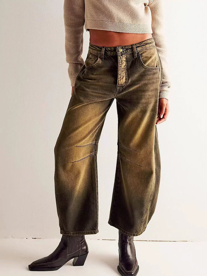 Ondine | Bold Leopard Print Baggy Wide Leg Jeans for Women