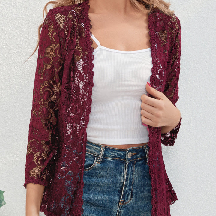 Cassandra | Airy Floral Lace Open Front Cardigan for Women