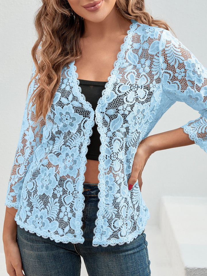 Cassandra | Airy Floral Lace Open Front Cardigan for Women