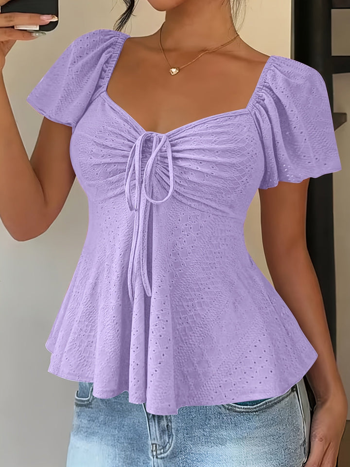 Corentine | Waisted Puff Sleeve Peplum Top for Women